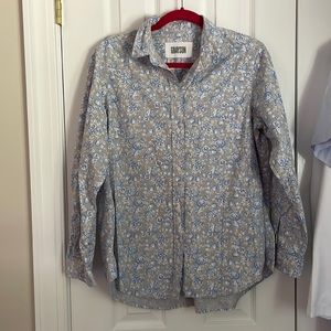 Grayson Blouse Cotton Blue And Grey Floral Size 4